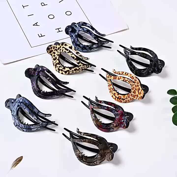 Japanese and Korean Leopard Print Grabber Clip Headdress Peach Heart