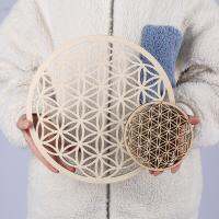 [HOT ZEXKLIOALQAQ 529] 1PC Wood Wall Flower Of Life Shape Art Home Decor เลเซอร์ตัด Non Slip Coaster ชุดไม้ Placemats ตารางรอบถ้วย Pad