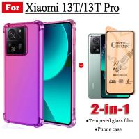 ฟิล์มเซรามิคฝ้าสำหรับโทรศัพท์4มุมกันตกแบบ2 In 1 Xiaomi 13T Pro เคสสำหรับ Xiaomi 13T Xiaomi 13T 12T Pro X5 PRO