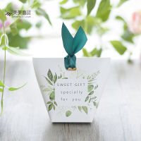 New European Green Tree Leaves Candy Box Wedding Favors and Gift Box Paper Bags Wedding Decorations Supplies Sugar Boxes