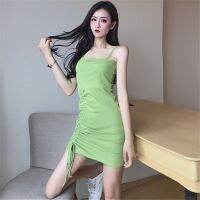 Womens y Spaghetti Strap Drawstring Bodycon Dress