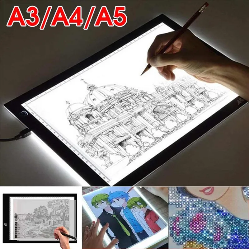 Elice A3 LED Light Pad for Diamond Painting, ELICE LED Light Box Strudy  Stepless Adjustable Brightness LED Light Board for Diamond