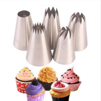 5pcs / Set Large Russian Icing Piping Pastry Nozzle Tips Baking Tools Cakes Decoration Set Stainless Steel Nozzles Rose Cupcake