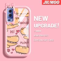 เคส JIUMOO สำหรับ VIVO Y72 5G Y52 5G Y75s 5G เคสลายการ์ตูนรักจระเข้สีสันสดใสนิ่มสำหรับเลนส์กันกระแทกแบบใสเคสมือถือเรียบง่ายฝาครอบป้องกันซิลิโคนความคิดสร้างสรรค์โปร่งใส