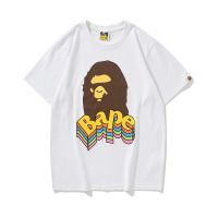 BAPE เสื้อยืดแขนสั้นสำหรับผู้ชาย,3D ทรงหลวมลำลองพิมพ์ลายตัวอักษรสามมิติสำหรับวัยรุ่นอินเทรนด์แขนสั้น