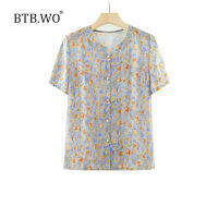 BTB.WO 2023ฤดูร้อนเสื้อยายผู้หญิงเสื้อผ้าผู้สูงอายุเสื้อสตรีขนาดพิเศษอายุ60-80ปี