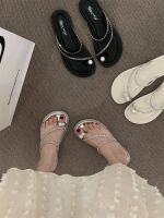 【Ready】? French Style with Skirt Slippers Dove Egg Sandals and Slippers Fairy Style Beautiful Sandals Womens Silver Womens Shoes for Seaside Wear