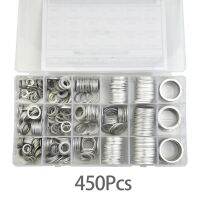 【CW】 450pc Oil Drain Plug Aluminum Washer Gasket Wear Resistant Assortment W/ Box Kit