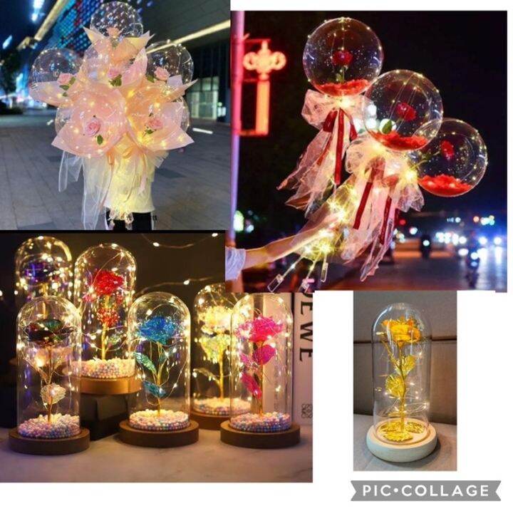 DIY ROSE FLOWER WITH LED LIGHT Led Light Rose Artificial in Glass Dome