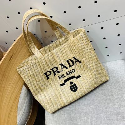 ∏﹊☸ Weave new P letter woven embroidery bag trend Handbag Shoulder Bag Beach shopping bag for women