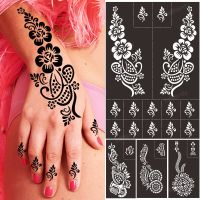 Henna Tattoo Stencil Glitter Hand Tattoo Stencils Templates Supplies Body Designer Bride Indian Tattoo Drawing Resuable Stencil Stickers