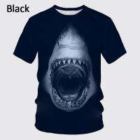 ใหม่ Blue SHARK 3D พิมพ์เสื้อยืดแขนสั้นผู้ชายบุคลิกภาพ Casual Great White SHARK รอบคอเสื้อยืด