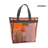 ●Ch Zip Mesh Beach Swimming Tote Travel Toiletry Storage Bag Bathing Wash Handbag