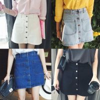 COD ♦✁№ qafh47 Korean Fashion Denim Skirts Button Pocket Simple Skirt Mini Skirts Summer Short