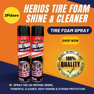 Herios Waterless Tire Foam Cleaner Spray with Tire Wax Tire Black Tire Shine  Tire Cleaner