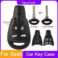 Okeytech ที่เก็บกุญแจรถรีโมทสำหรับ Saab 9-3 93 2003-2007สมาร์ทการ์ดแบบไม่มีปุ่มตัด4ปุ่มที่ครอบอะไหล่สำรองไร้กุญแจว่าง