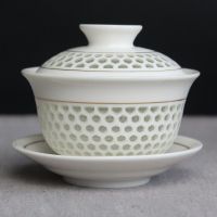 150Ml Exquisite Hollow Cover Bowl Blue And White Porcelain Tea Bowl Teacup White Ceramic Sancai Gaiwan Hand Holding Pot