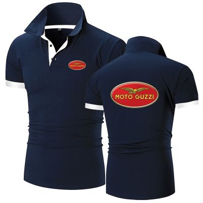 เสื้อโปโลสำหรับผู้ชายเครื่องแต่งกายทางการของผู้ชาย MOTO GUZZI เสื้อแนวสตรีทปกแขนสั้นลำลองสำหรับฤดูร้อนเสื้อโปโลแบรนด์สูงระบายอากาศ