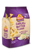 Mission Tortilla Chips Garlic &amp; Butter Flavoured 170g ขนมข้าวโพดทอดกรอบรสเนยกระเทียม (0625)