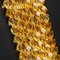 5A Quality Genuine Faceted Citrines Beads Yellow Crystal Loose Charm Beads For Jewelry Making DIY Bracelets For Women 6 8 10mm