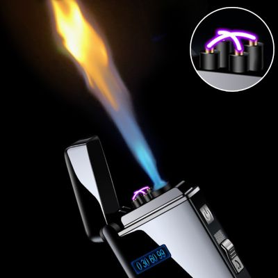 Survival kits Gas &amp; Electric Windproof Metal USB Lighter Torch Turbo Lighter Jet Dual Arc LED Lighter Charging Electronic Butane Pipe Lighter Survival kits