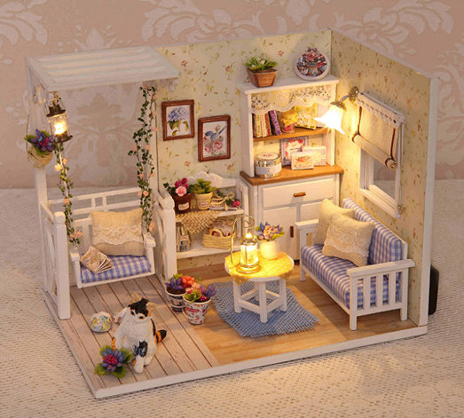 Gift Dollhouse Miniature DIY House Kit Creative Room with