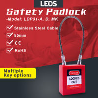 Safety Lockout Padlock 185mm Stainless Steel Cable Wire Shackle Electrical Energy Isolation LOTO Lock LEDS LDP31