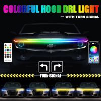 [Super bright bulb] ไฟฮู้ดรถยนต์สีสันสดใส LED Strip พร้อมไฟเลี้ยว DRL ไฟวิ่งกลางวัน Auto Head Lamp Remote App RGB Flowing Styling 12V