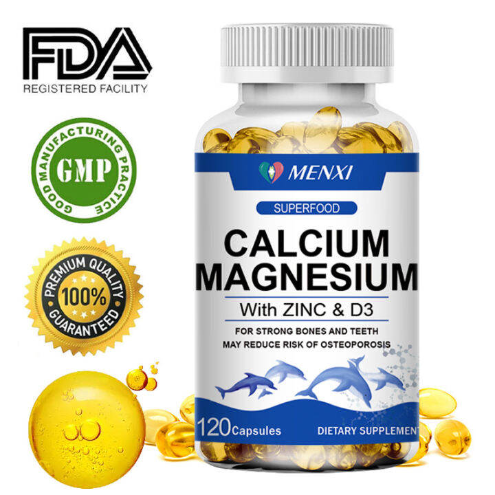 MENXI Magnesium Zinc Vitamin D3 Calcium 1000 MG Complex -High ...