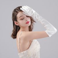 ▤▽✤ Ladies Elegant Style Charming All Finger Elbow Length White-color Long Wedding Gloves