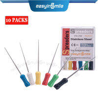 10แพ็ค EASYINSMILE ทันตกรรม Endo S-Files Spreaders สแตนเลสมือใช้สำหรับรากคลอง25มิลลิเมตร #15-40ที่มีความยืดหยุ่น