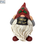 FAL Christmas Gnome Statue Rustic Painted Resin Crafts Lovely Desktop Ornament For Home Living Room Bedroom Decor