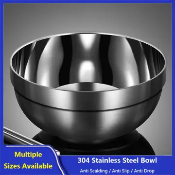 304 Stainless Steel Bowl Non-slip Children Snack Bowls Double-walled Insulated  Soup Bowl Dinner Serving