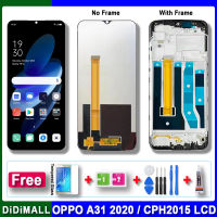 100% ทดสอบ6.5 จอ LCD แบบดั้งเดิมสำหรับ OPPO A31 2020 CPH2015 CPH2073 CPH2081 CPH2029 CPH2031จอแสดงผล LCD แบบสัมผัสหน้าจอแท่นพิมพ์ด้วยกรอบ