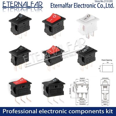 KCD11 101 Push Button Switch 10x15mm SPST 2Pin 3Pin 3A 250V 6A KCD11 Snap in On/Off Boat Rocker Switch 10MMx15MM Black Red White