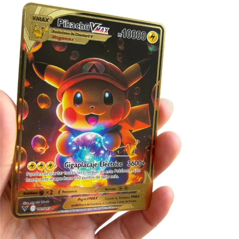 The latest Pokemon CardsVmax GX Gold Pocket Monster Card Spanish Iron Metal  Gift Game Collection Card