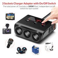 7-in-1 Adapter 12V24V QC 3.0 Universal Sockets Car Charger with 4 USB Charging Ports and 3