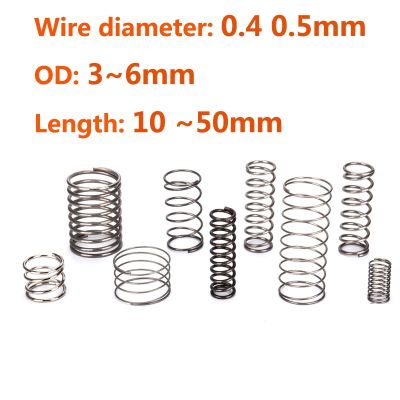 0.4 0.5mm 304 Stainless Steel Micro Small Y-type Rotor Return Compression Spring Wire Dia OD 3mm/4mm/5mm/6mm length10 to 50mm