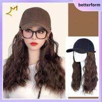 BETTERFORM ทันสมัยและทันสมัย หมวกแก๊ปเบสบอล สีน้ำตาลสีน้ำตาลเข้ม สีดำสีดำ ผมหยักศก แฟชั่นสำหรับผู้หญิง ปรับได้ปรับได้ วิกผมผู้หญิง สำหรับผู้หญิง