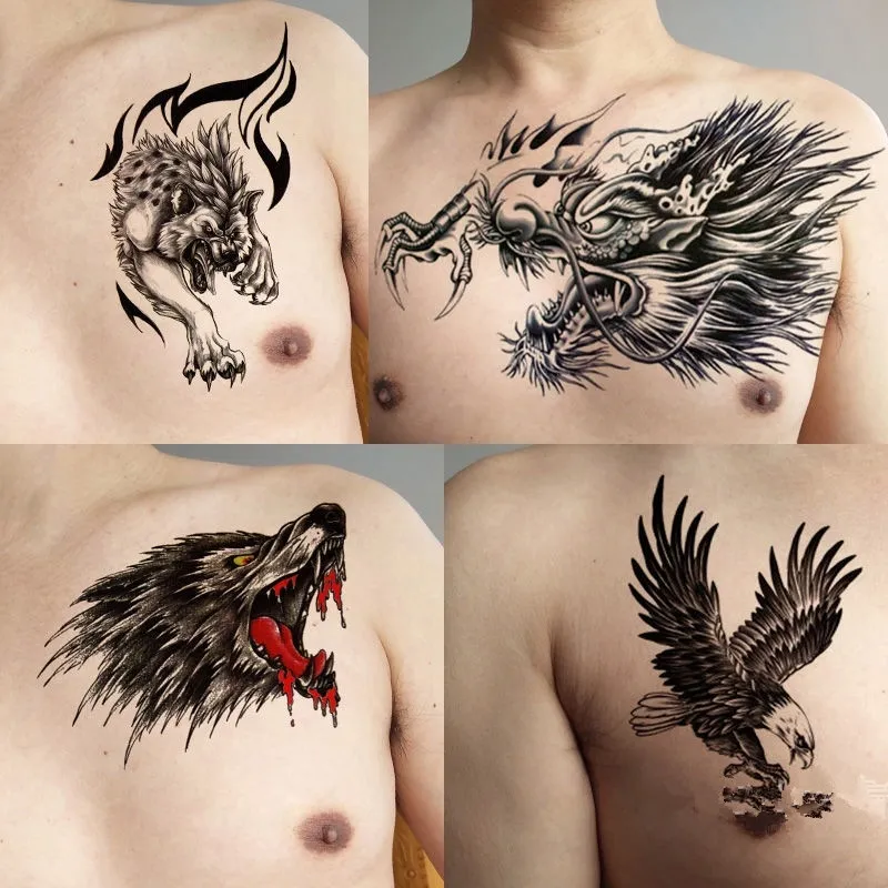 dragon head chest tattoo