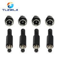 10PCS (5Pairs) 3A 12V 5.5x2.1mm Plastic Male Plugs DC022 DC Power Socket Female Jack Screw Nut Panel Mount Connector 5.5x2.5MM