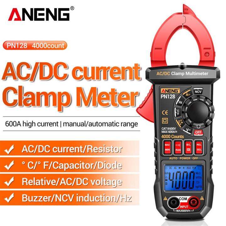 Clamp Digital Multimeter 4000 Counts ANENG PN128 NCV Multimeter LCD ...