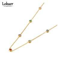 Lokeer สร้อยคอคริสตัลสีขาว/หลากสีสำหรับ N22092สร้อยคอสแตนเลสสไตล์โบฮีเมียน