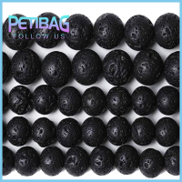 PETIBAG 120ชิ้นค่ะ ธรรมชาติตามธรรมชาติ สีดำสีดำ หินภูเขาไฟ ลูกปัดคริสตัลคริสตัล ลูกปัดเว้นระยะทรงกลมธรรมชาติ กลมกลมๆ หินอัญมณีอัญมณี สำหรับทำเครื่องประดับ