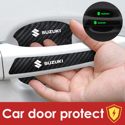 สติกเกอร์ติดเบ้าประตูรถยนต์จำนวน8ชิ้น,สติกเกอร์ตกแต่งลายที่จับเรืองแสงทำจากคาร์บอนไฟเบอร์สติกเกอร์ป้องกันรอยขีดข่วนสำหรับ Suzuki ทุกรุ่น