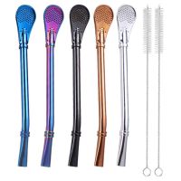 Spoon Spoons Straw Tea Straws Stirring Drinking Coffee Mixing Strainer Filter Cocktail Dessert Set Drink Steel Stainless Specialty Glassware