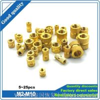 ✇卍 5/10/25pcs M2 M2.5 M3 M4 M5 M6 M8 M10 Solid Brass Pure Copper Metric Thread Injection Molding Knurl Insert Nut Nutsert Embedded