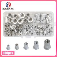 100pcs Aluminum Alloy Rivnut Flat Head Threaded Rivet Insert Nutsert Cap Rivet M3 M4 M5 M6 M8