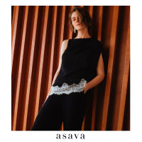 [asava ss22] Stola twisted blouse เสื้อผู้หญิง อาซาวา แขนกุด ไหล่แต่งเดรป ชายแต่งผ้าลูกไม้