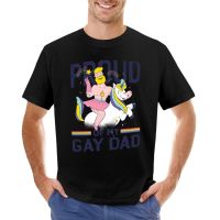 Proud Of My Gay Dad Unicorn Cartoon Art T-Shirt Anime Tee Shirt Anime T-Shirt Men T Shirts